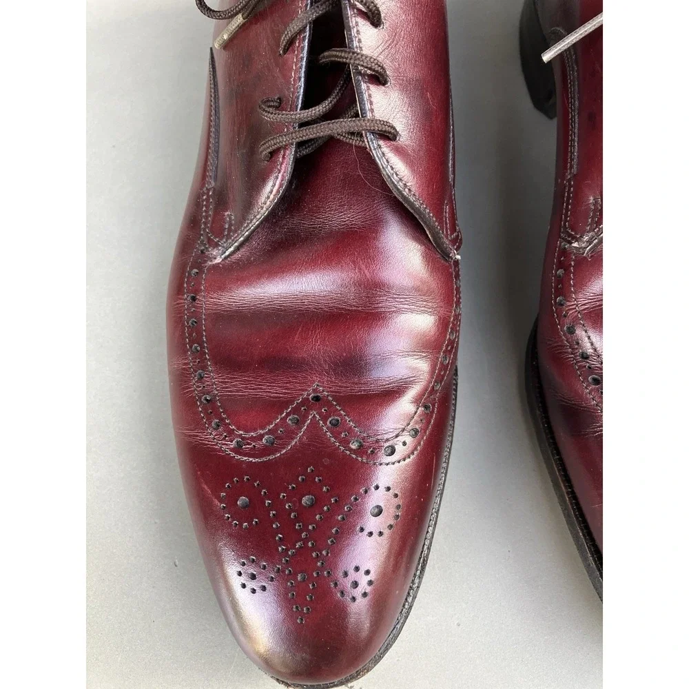 Vtg‎ Wright Breather Arch Preserver Wingtip Shoes Burgundy Leather Mens 11.5 USA